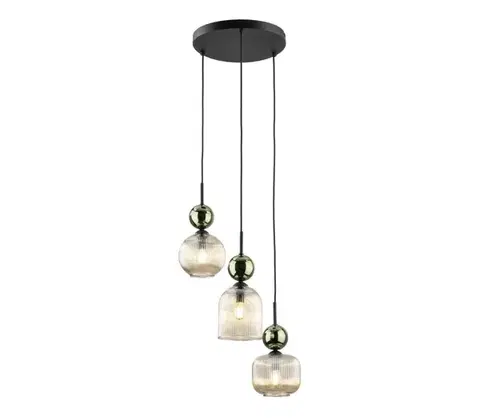 Svietidlá  Závesný luster na lanku SOPHIA 3xE14/10W/230V čierna/zelená/dymová béžová 11148