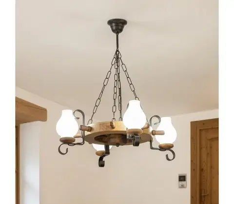 Svietidlá BRILAGI - Luster na reťazi TIMONA 4xE14/40W/230V pr. 50 cm buk EX-01004