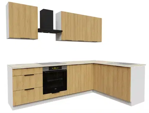 Kompletné kuchynské zostavy Artstolk Rohová kuchynská linka BONO | 170-260 cm dub hicora