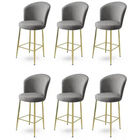 Barové stoličky Bar Stool Set (6 Pieces) Alte - Grey, Gold
