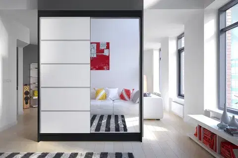 Šatníkové skrine Šatníková skriňa KAMEL 3 čierna/ biela
