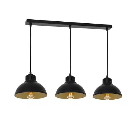 Svietidlá  Luster na lanku SVEN 3xE27/15W/230V čierna/zlatá 9144