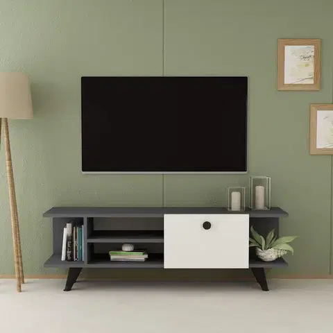 TV stolíky OHAIO TV stolík, antracit / biela