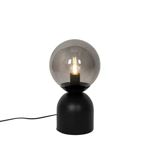 Stolné lampy Stolná lampa Hotel Chic čierna s dymovým sklom - Pallon Trend