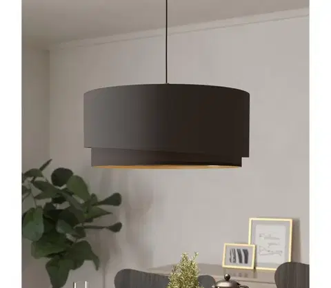 Svietidlá Eglo 39931 - Závesné svietidlo na lane MANDERLINE 1xE27/40W/230V hnedá/zlatá 39931