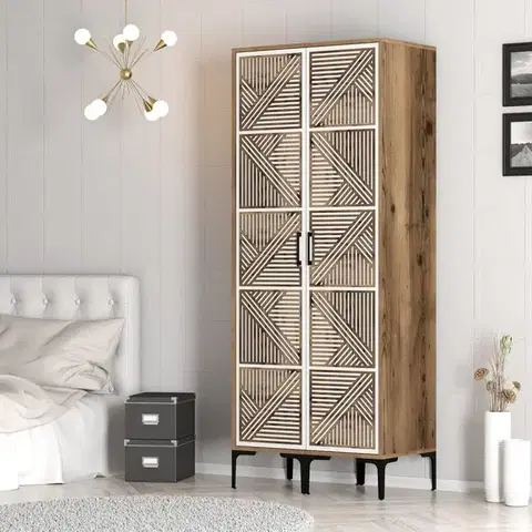Šatňové skrine Šatníková skriňa Kumsal PP - Walnut, White