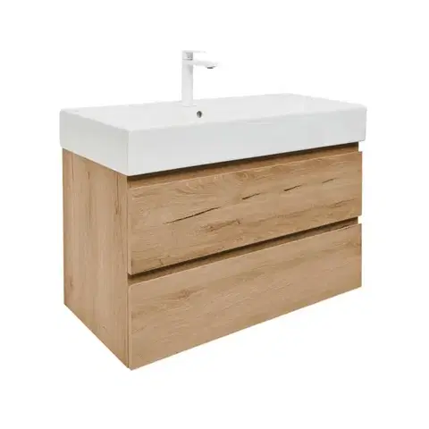 Kúpeľňový nábytok Kúpeľňová skrinka 2 zásuvková s umývadlom SAT B-Way 99x50x45 cm dub mat BWAY2100OAKU2BBI BWAY2100OAKU2BBI
