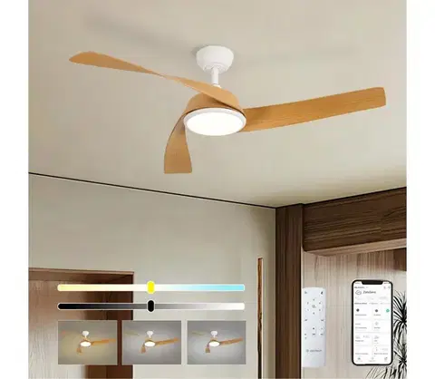 LED osvetlenie ZE - LED stropný látor AERYS LED/24W/230V Wi-Fi Tuya biela/dub + diaľkové ovládanie ZEV043