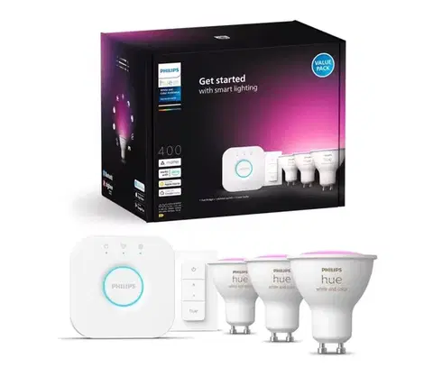 Žiarovky Základná sada Philips Hue WACA 3xGU10/4,2W/230V 2000-6500K + Hue Bridge a stmievací vypínač 8720169254503