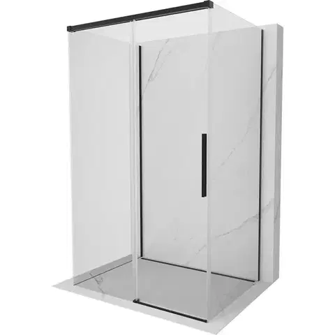 Sprchovacie kúty MEXEN/S - Rox-3S sprchovací kút 3 stenný, posuvný 160 x 85, transparent, čierna 8C2-160-085-70-00-3S