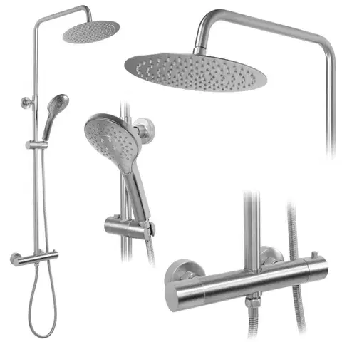 Kúpeľňové batérie REA REA - Sprchový set s termostatickou batériou 150mm VINCENT Nikel kartáčovaný REA-P6603