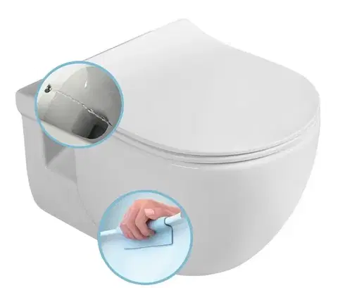 Záchody SAPHO - BRILLA CLEANWASH závesná WC misa s bidet. spŕškou, Rimless, 36,5x53cm, biela 100612