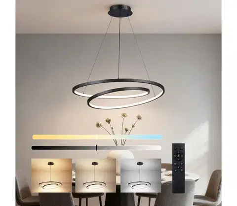 Svietidlá BRILAGI-LED Stmievateľný luster na lanku TWISTER LED/75W/230V pr. 70 cm čierna +DO BRI478