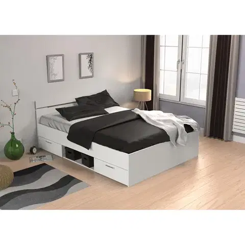 Postele Multifunkčná posteľ 140x200 MICHIGAN perleťovo biela