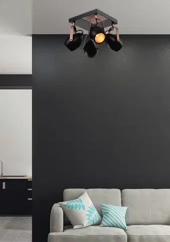 Stropná svetla Čierno-medená nastaviteľná stropná lampa E14 4x40W Anica