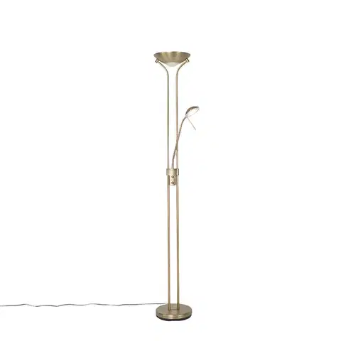 Stojace lampy Moderná stojaca lampa bronzová s lampou na čítanie vrátane LED s tlmením na teplé - Diva