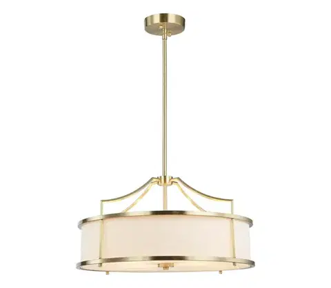 Svietidlá Open Design OR80896 - Luster na tyči STANZA 4xE27/15W/230V pr. 55 cm mosadz/biela OR80896