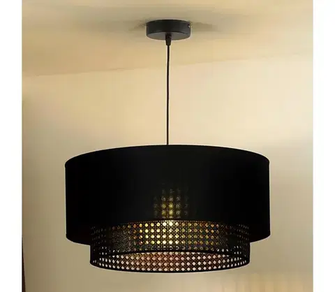 Svietidlá  - Luster na lanku BOHO RATTAN 1xE27/15W/230V pr. 45 cm čierna 603683