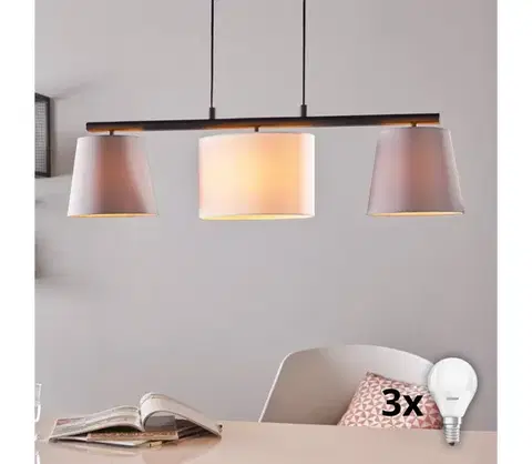 Svietidlá Eglo 55207 - Luster na lanku ALMEIDA 3xE14/25W/230V šedá 55207