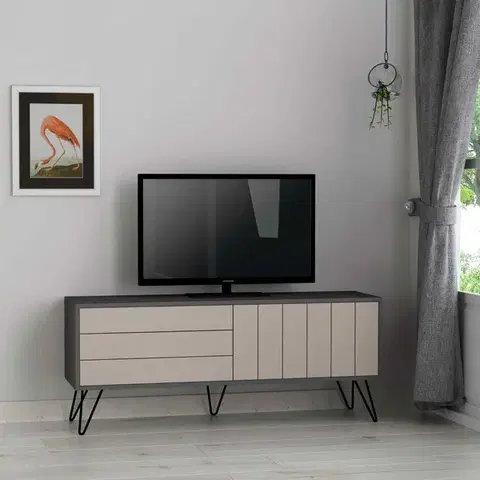 TV stolíky Televízny stolík KYOKU, antracit / svetlá mocca