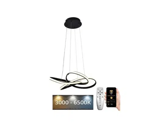 Svietidlá  LED Stmievateľný luster na lanku LED/40W/230V 3000-6500K čierna + diaľkové ovládanie J4332/B