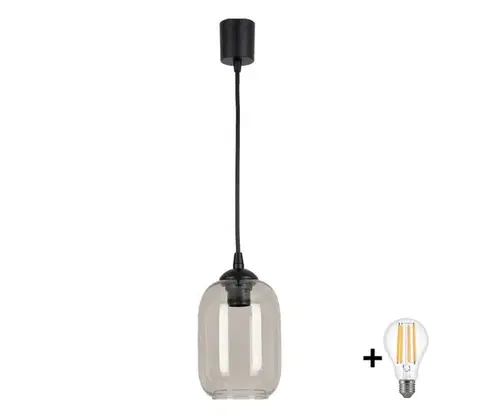 Svietidlá BRILAGI - LED luster na lanku R GLASS 1xE27/60W/230V pr. 14 cm čierna/dymovo sivá NSTK7757+TK6439A