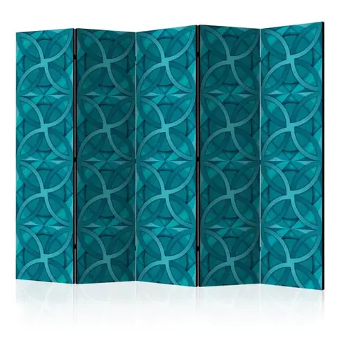 Paravány Paraván Geometric Turquoise Dekorhome