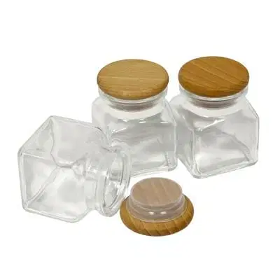 Koreničky Kinekus Korenička sklenená/drevený vrchnák, objem 120ml, sada 3ks
