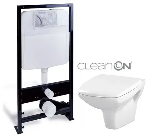 Závesné wc sety PRIM predstenový inštalačný systém bez tlačidla + WC CERSANIT CLEANON CARINA + SEDADLO PRIM_20/0026 X CA1