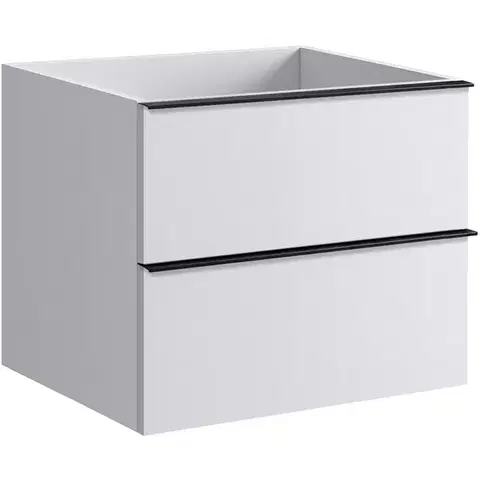 Kúpeľňový nábytok CERANO - Kúpeľňová skrinka pod umývadlo s úchytkou Velora - biela matná, čierna úchytka - 69x53x46,5 CER-664990