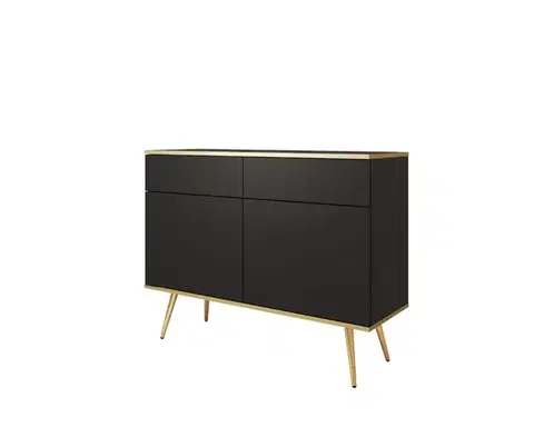 Komody ArtPS Komoda BIJOU KSZ-107 | čierna / zlaté nohy
