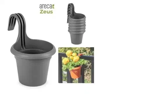 Kvetináče a truhlíky Kinekus Kvetináč na balkón plastový, ZEUS antracit, s priemerom 18cm