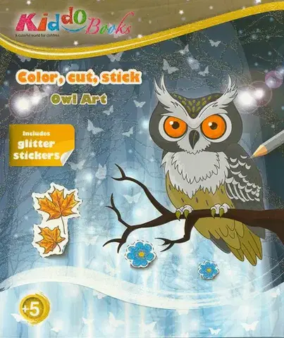 V cudzom jazyku Kiddo - Owl Art with Glitter Stickers