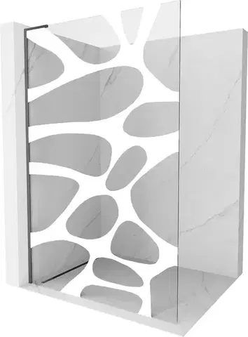 Sprchové dvere MEXEN/S - KiotoL Sprchová zástena WALK-IN 80 x 200, biela vzor, grafit metal 800-080-103-95-97