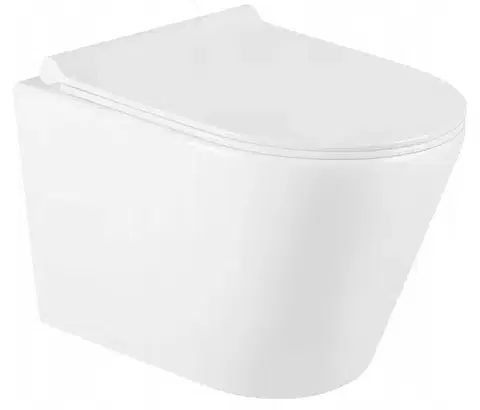 Záchody MEXEN/S - Rico Závesná WC misa Rimless vrátane sedátka s slow-slim, Duroplast, biela - 30720500 30720500
