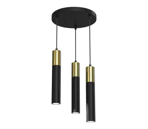 Svietidlá  Luster na lanku CASSA 3xGU10/8W/230V čierna/zlatá 4146