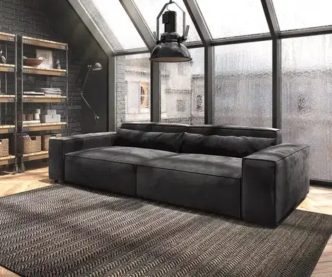 Veľké pohovky DELIFE Veľká pohovka Sirpio XL 270x130 cm mikrovlákno čierna