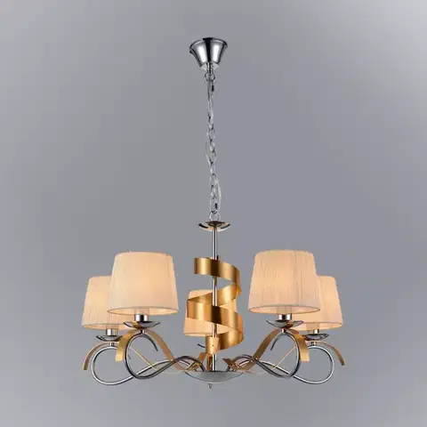Moderné lampy do obývačky Denis Závesné svietidlo 5x40w E14 Chróm/Zlatá