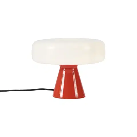 Stolné lampy Retro stolná lampa červená s bielou - Knob