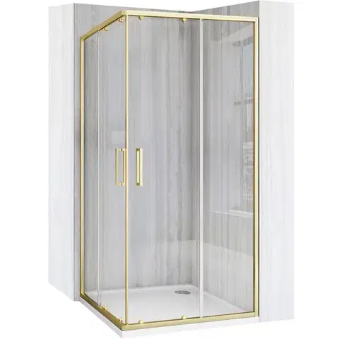 Sprchovacie kúty REA/S - Sprchovací kút City 90x90 Gold So sprchovou bielou vaničkou Savoy KPL-K6443