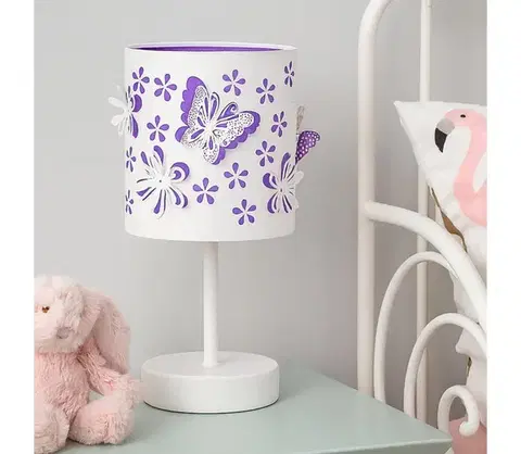Lampy ONLI - Detská lampička TITILLA 1xE14/6W/230V 22 cm fialová/biela 4779/L