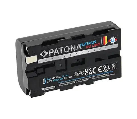 Predlžovacie káble PATONA - Aku Sony NP-F550/F330/F570 3500mAh Li-Ion Platinum USB-C nabíjanie PT1375