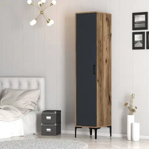 Šatňové skrine Šatníková skriňa Kumsal S - Walnut, Anthracite