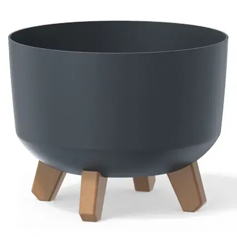 Kvetináče a truhlíky NABBI DGRL240 plastový kvetináč na nožičkách 23,8 cm antracit