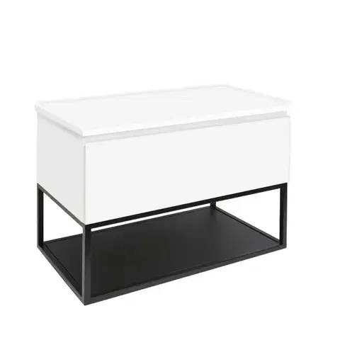 Kúpeľňový nábytok Kúpeľňová skrinka s krycou doskou SAT B-Way 79x57x45 cm biela lesk BWAY80WDESK BWAY80WDESK