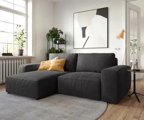 Rohové sedacie súpravy DELIFE Rohová pohovka Lanzo 230x155 cm mikrovlákno čierna variabilné ležadlo