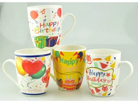 Hrnčeky, šálky, podšálky MAKRO - Hrnček Happy Birthday 350ml rôzne motívy