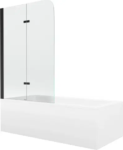 Sprchové dvere MEXEN/S - Cubik obdĺžniková vaňa 170 x 70 cm s panelom + vaňová zástena 100, transparent, čierna 550317070X9010027000