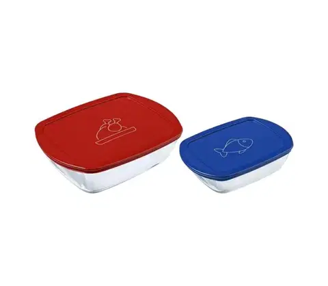 Potravinové dózy UTC SADA 2x sklenené dózy na potraviny PYREX 1,2/2,5 l 913S567/7645