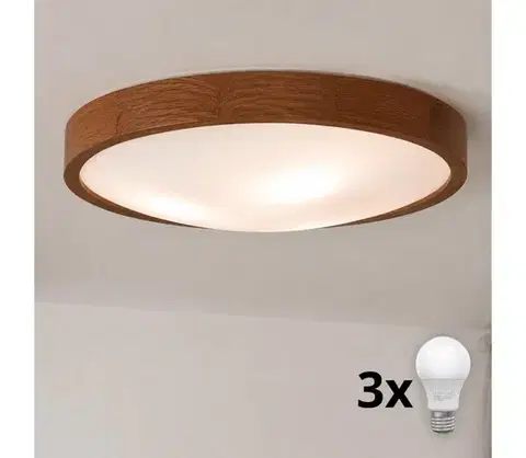 Svietidlá BRILAGI - LED Stropné svietidlo CARVALHO SLIM 3xE27/15W/230V dub čerešňa pr. 47 cm 8590828607151